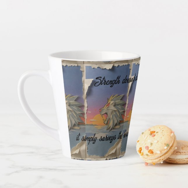 Taza De Café Latte Roaring Lion Sunrise Papercut Latte Mug (In situ)
