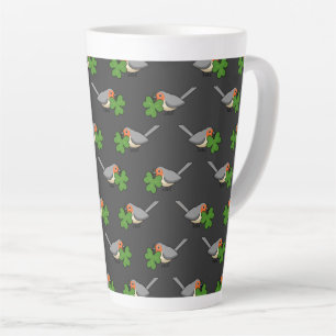 Taza De Café Latte Robin lindo con Shamrock Clover Personalizado