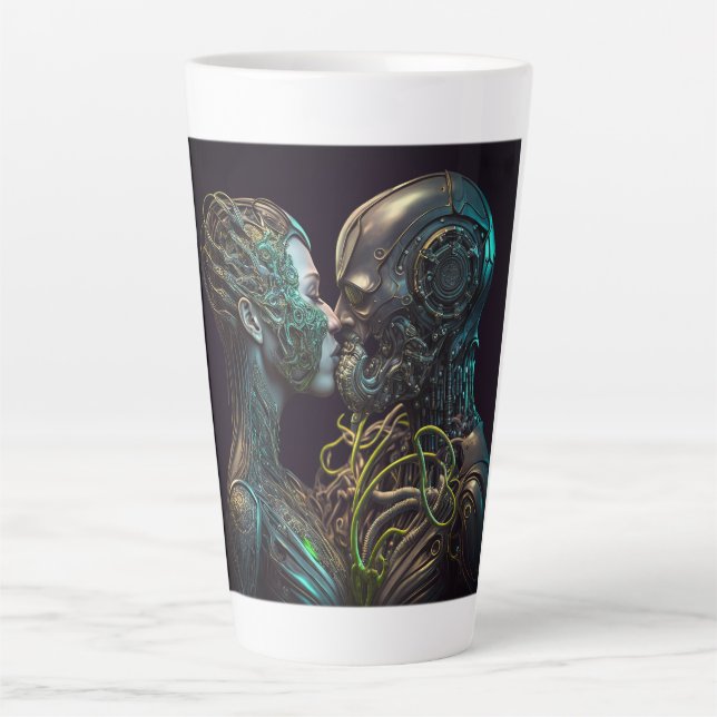 Taza De Café Latte Robot Love Latte Mug (Anverso)