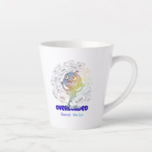 Taza De Café Latte Robot Sobrecargado Envía Ayuda Divertida Ansiedad 