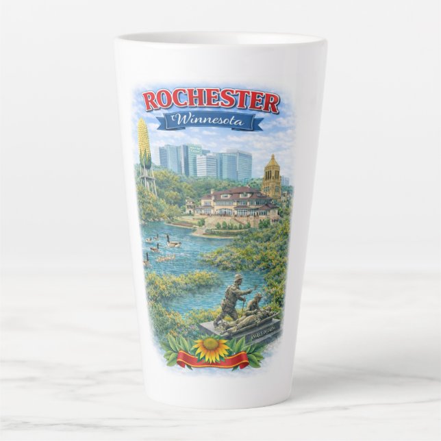 Taza De Café Latte Rochester MN Minnesota Landmarks Latte Mug (Anverso)