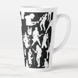 Taza De Café Latte Rock Band Silhouette Pattern.w Black BG