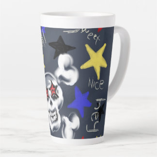 Taza De Café Latte Rock-N-Roll Skull Latte Mug 1 de 2