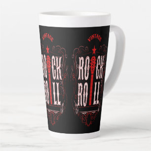 Taza De Café Latte Rock vintage y Rojo Rollo