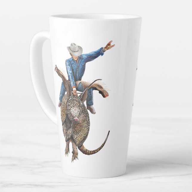 Taza De Café Latte Rodeo Bull Rider Armadillo Broncodillo (Ángulo izquierdo)