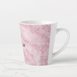 Taza De Café Latte Rojizo Rosa Brillo Destello Navidad