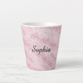 Taza De Café Latte Rojizo Rosa Brillo Destello Navidad