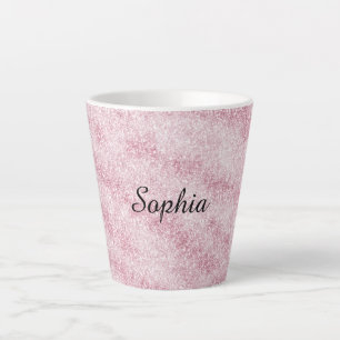 Taza De Café Latte Rojizo Rosa Brillo Destello Navidad