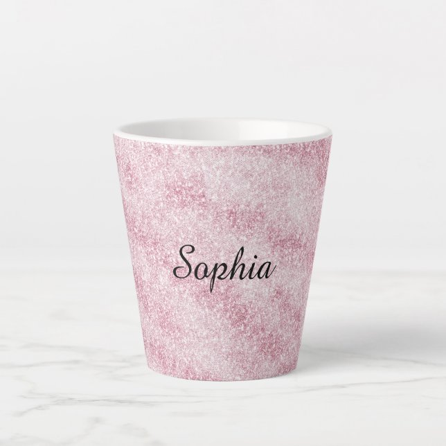Taza De Café Latte Rojizo Rosa Brillo Destello Navidad (Anverso)