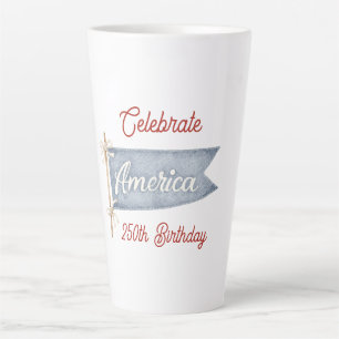 Taza De Café Latte Rojo Blanco Azul Celebra América