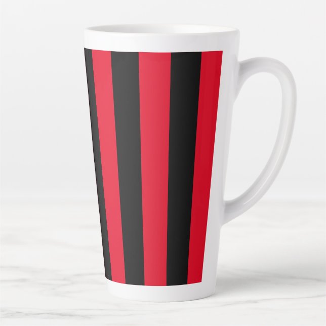 Taza De Café Latte Rojo y negro rayado (Derecha)