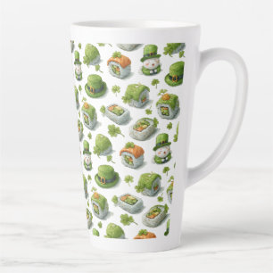 Taza De Café Latte Rollos de Sushi del Día de San Patricio & Trébol d