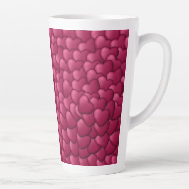 Taza De Café Latte Romantic 3D Red Hearts Pattern-32322 (Derecha)