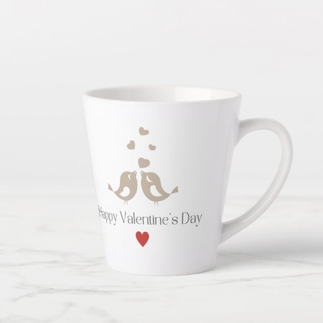 Taza De Café Latte Romantic Birds Valentine's Day Mug, Cute Love Gift (Derecha)