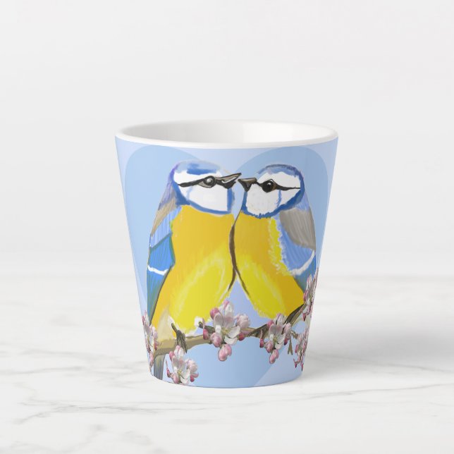 Taza De Café Latte Romantic Eurasian Chikadee Latte Mug (Anverso)