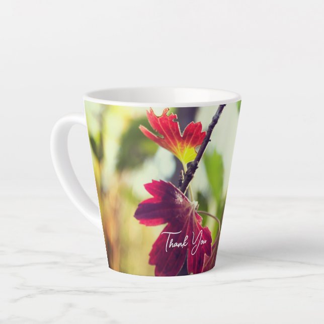 Taza De Café Latte Romantic Flower Boho – Botanical Fantasy Thanks (Ángulo izquierdo)