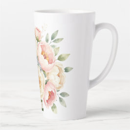 Taza De Café Latte Romantic Peony Bouquet with Diamond Ring