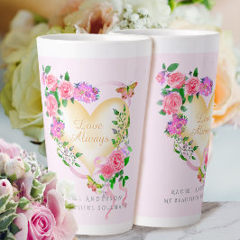 Taza De Café Latte Romántico amor rosa siempre rosa latte fango