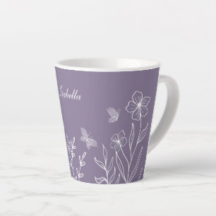 Taza De Café Latte Romántico elegante floral malva