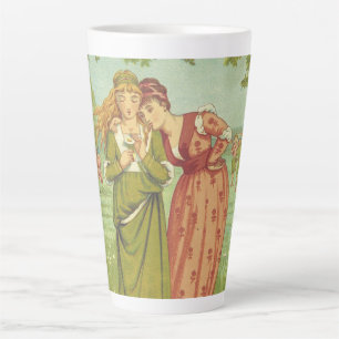 Taza De Café Latte Romántico Elegante Vintage San Valentín, Era Victo