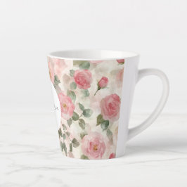 Taza De Café Latte Romántico Rubor Rosa Floral