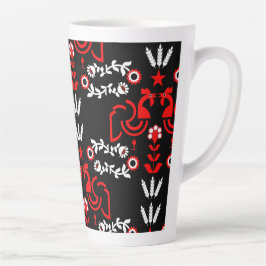 Taza De Café Latte Rooster Cockerel Scandinavian Folk Art