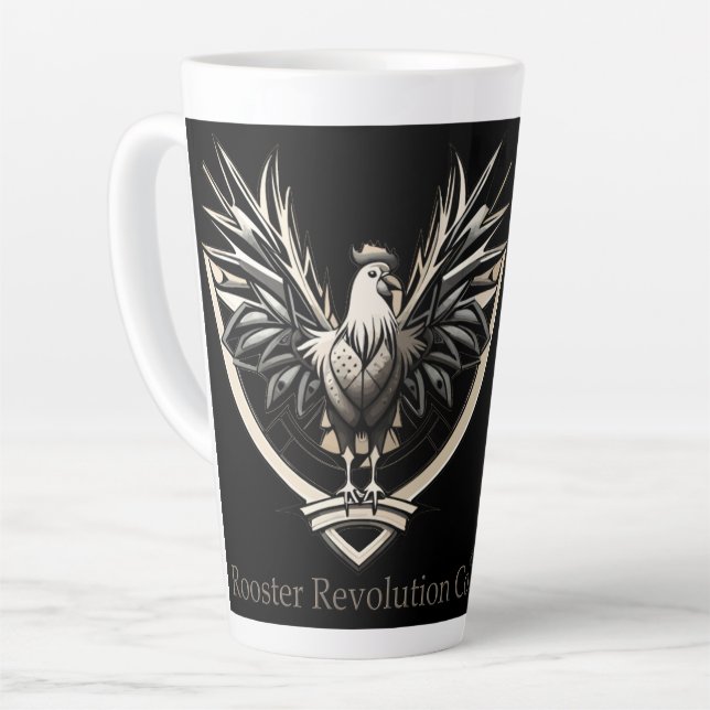 Taza De Café Latte Rooster RevolutionWear: Desafiar el sistema (Ángulo izquierdo)