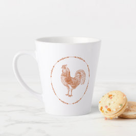Taza De Café Latte Rooster Rústico Rojo