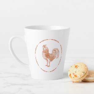 Taza De Café Latte Rooster Rústico Rojo