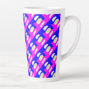 TAZA DE CAFÉ LATTE ROPA DE ARTE ABSTRACTA Y AZUL REAL