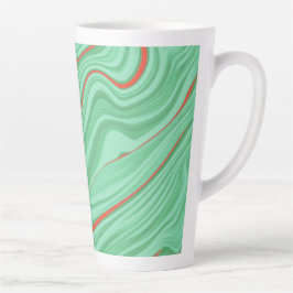 Taza De Café Latte Ropa en curvas con tonos verdes de menta luminosa