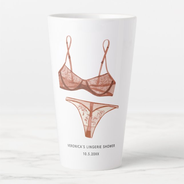 Taza De Café Latte Ropa Interior Rosa Nupcial (Anverso)