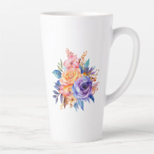 Taza De Café Latte Rosa acuático Flores Diseño-58392