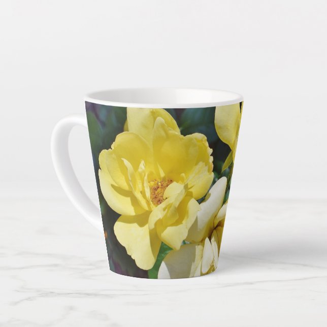 Taza De Café Latte Rosa amarillo Mug (Ángulo izquierdo)