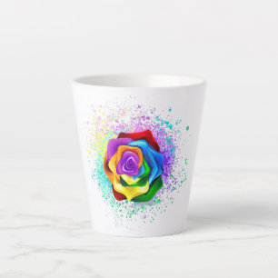 Taza De Café Latte Rosa arcoiris colorido