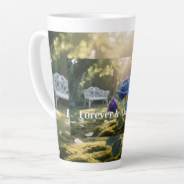Taza De Café Latte Rosa azul Elegancia Personalizado Romántico Floral