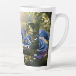 Taza De Café Latte Rosa azul Elegancia Personalizado Romántico Floral