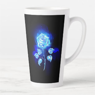 Taza De Café Latte Rosa azul en llamas