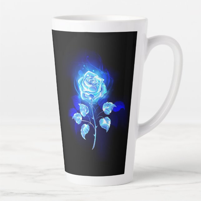 Taza De Café Latte Rosa azul en llamas (Derecha)