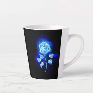 Taza De Café Latte Rosa azul en llamas