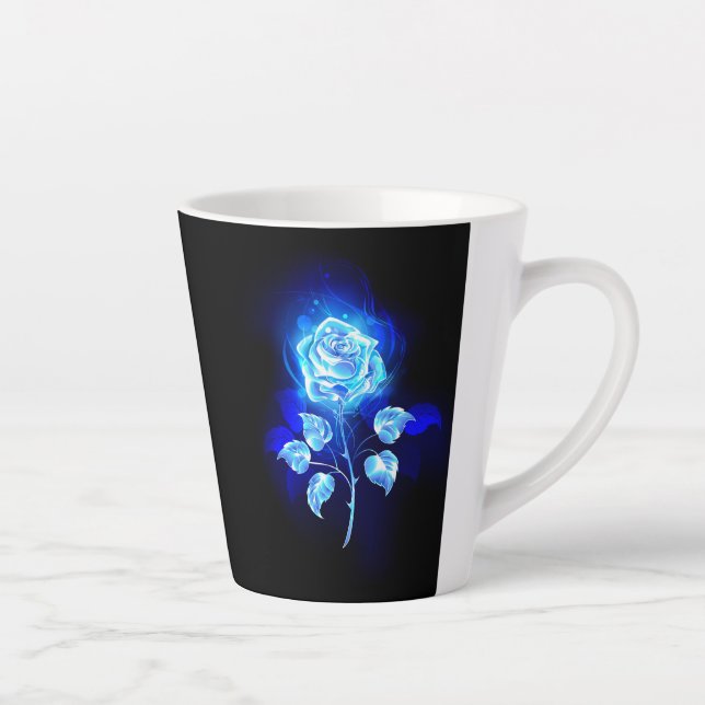 Taza De Café Latte Rosa azul en llamas (Derecha)