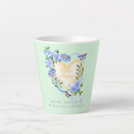 Taza De Café Latte Rosa azul romántico amor siempre latte verde