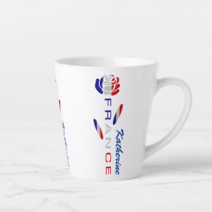 Taza De Café Latte Rosa Bandera Francesa Personalizada Pequeña