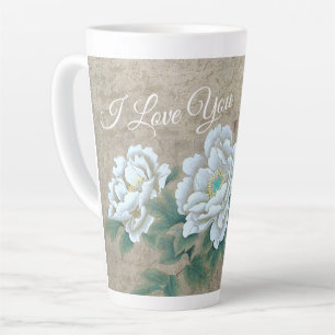 Taza De Café Latte Rosa blanca