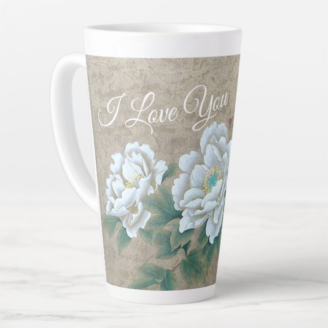 Taza De Café Latte Rosa blanca (Ángulo izquierdo)