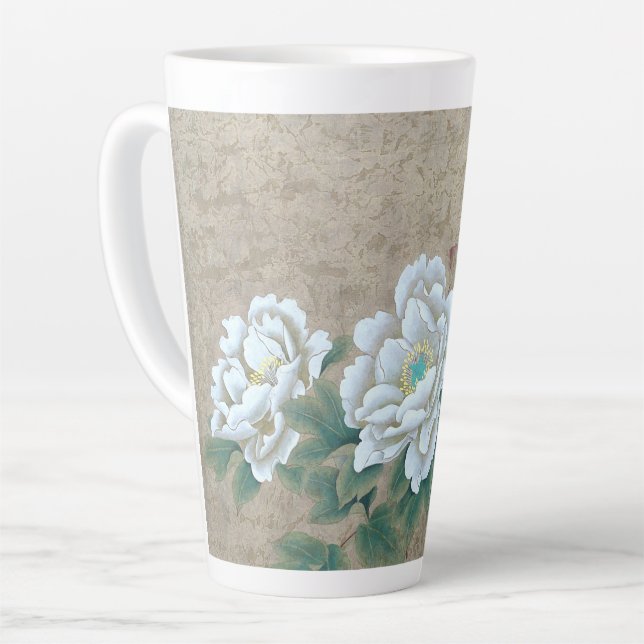 Taza De Café Latte Rosa blanca (Ángulo izquierdo)