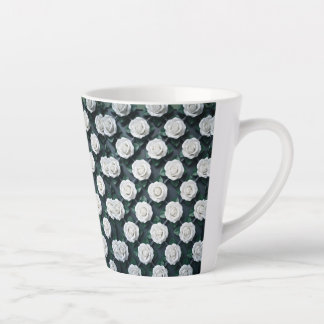 Taza De Café Latte Rosa Blanca de Porcelana