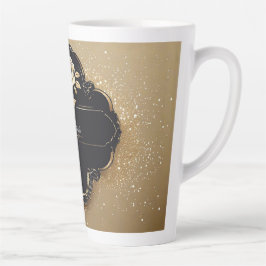 Taza De Café Latte Rosa con detalles dorados brillantes