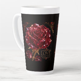 Taza De Café Latte Rosa de Cristal Rubí - El Amor Nunca se Desvanece