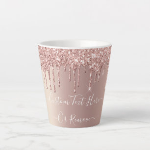 Taza De Café Latte Rosa de detalles de espuma de Purpurina Rubor Gold